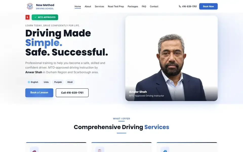 New Method Driving School website